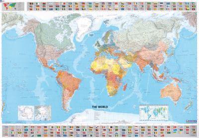 The World - Michelin Rolled & Tubed Wall Map Encapsulated Wall Map