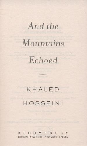 And the Mountains Echoed 3 And the Mountains Echoed